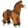 WOLTU Cavallo a Dondolo su Ruote per Bambini, Cavalluccio Cavalcabile in Peluche con Suoni, per Interni ed Esterni, Giocattolo da 3 Anni, Struttura in Legno e Metallo, Marrone