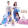 Ferricult Set di bambole per famiglia, set di bambole incinte sicure con papà e 3 bambini, 5 persone con accessori per casa delle Fai finta di giocare con il giocattolo per bambini, jour de Pâques