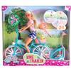 Simba Steffi Love Bike Trailer, bambola giocattolo sulla tua bicicletta con rimorchio per bambino, cane e caschi, dai 3 anni in su