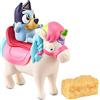 Bluey Unipony Ride Play Set: Bluey Articulated 2.5 Inch Action Figure with Unipony figure, Saddle and Hay Bale Official Collectable Toy