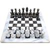 medina mood Scacchiera in marmo, 12 pollici, 30 cm, con 32 statuette a scacchi, colore bianco, antracite, beige, prodotto naturale, fatto a mano, idea regalo