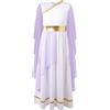 Miaeowve Grecia Romana Dea Costume di Carnevale Bambini Ragazze A Maniche Lunghe Abiti Athena Scollo A V Romano Olimpia Toga Abiti Festa Festa Lavanda 134-140