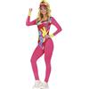 FIESTAS GUIRCA Costume Roller Skating Anni 80 Donna - Completo Rosa Istruttrice di Aerobica - Bambola Pattinatrice Costumi Donna Taglia L 46-48