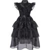 inhzoy Mercoledì Addams Costume Addams Famiglia Dress Bambina Vestito Gotico Steampunk Costume Cosplay Abiti per Halloween Carnevale Natale Abito Travestimento Festa a Tema