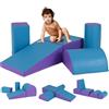 RELAX4LIFE Set da Gioco con Blocchi in Schiuma per Arrampicarsi e Gattonare, Giocattoli Educativi per Bimbi con Colori Vivaci e Forme Diverse, per Soggiorno, Cameretta e Asilo Nido (Blu+Viola)