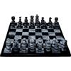 CBAM Scacchiera in Marmo Nero e Grigio Marble Top Chess Set and Decorated Pawns 35cm