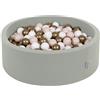 KiddyMoon Fodera con Cerniera per Piscina per Bambini 90X30cm/200 Palline, Salvia: Beige Pastello/Bianco/Oro