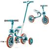 RELAX4LIFE 4 in 1 Triciclo per Bambini con Maniglione, Altezza Sedile a 2 Livelli, Maniglia di Spinta Regolabile e Pedali Rimovibili, Bicicletta Equilibrio per Bambini 2-4 anni (Verde)