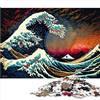 AITEXI Grande ondata di Kanagawa Puzzles per Puzzle da 1000 Pezzi Puzzle Sostenibile in Cartone Riciclato al 100% per Adulti Giochi Educativi 1000 Pezzi（26x38cm）
