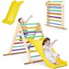 COSTWAY 3 in 1 Arrampicata Giocattolo a Triangolo per Bambini, Set di Arrampicata con Rampa di Scivolo e Inclinazione Regolabile, Arrampicatore per Bambini 1 Anno+ (Stile 2 Colorato)