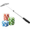 Generic Bastone per putter a dado, telescopico per raccogliere fiches da casinò, strumento durevole per fiches da poker, in metallo, per raccogliere fiches da poker, portatile, da casinò, , argento