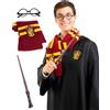 Funidelia Kit di accessori Ufficiale Harry Potter per uomo, Include occhiali, bacchetta magica e sciarpa. Accessori per costumi per Adulto per feste, Carnevale e Halloween