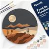 Figured'Art Dipingere con i Numeri su Disco di Legno da 30 cm - Paint by Numbers, Chiaro di luna nel deserto, Passatempo per Adulti, Kit Completo, Hobby Creativi - Quadri fai da te