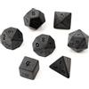 YlobdolY Set di 7 dadi per DND con pietre preziose naturali, ossidiana nera opaca, per giochi di ruolo, D&D, set di dadi con gemme di cristallo DND, set di dadi poliedrici per giochi di ruolo da tavolo, neri A