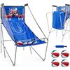 COSTWAY Macchina da Pallacanestro Elettronica Pieghevole, Gioco Arcade da Basket a Doppio Tiro per Casa con 8 Modalità di Gioco, Suono Arcade, Punteggio Elettronico, 4 Palloni e Pompa (Blu)
