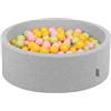 KiddyMoon 90X30cm/300 Palline Piscina di Palline Colorate per Bambini Tondo Fabbricato in EU, Grigio Ch:Verde Chiaro/Giallo/Rosa Chiaro