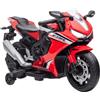 HOMCOM Moto Elettrica per Bambini con Licenza HONDA, Moto per Bambini Elettrica con Batteria 6V Ricaricabile, Velocità 3 km/h, Musica e Rotelle, Rosso