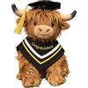 Generico Peluche Mucca Highland, 30 cm, Morbido, con Toga, Cappello e Diploma, Regalo di Laurea Unisex, Souvenir Promozione 2026