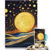 KGUHVFTK Puzzle per adulti da 1000 pezzi "Cielo notturno di luna dorata" Fatto di legno，Adatto a partire dai 14 anni sfida educativa Regalo di compleanno di Natale。misurare：50x75cm/19.68x29.52pollice