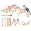 COSTWAY 8 in 1 Set da Arrampicata per Bambini, Giocattoli da Arrampicata Pieghevoli con Triangolo Arco e Rampa, Giochi Montessori per Bambini 1 Anni + (Unicorno 4 pezzi, Macaron)