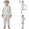 Sobzia Costume Dalmata Bambino,Dalmata Costume,Tuta Con Cappuccio e Coda,Vestito da Animale,Costumi per Carnevale,Feste Bianco 7-8 anni