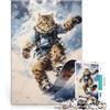 AITEXI Puzzle da 1000 pezzi per adolescenti Il gatto dello snowboard d'epoca Regali di giochi impegnativi è ideale come regalo per tutta la famiglia 38x26cm