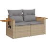 vidaXL Divano da Giardino con Cuscini a 2 Posti Beige in Polyrattan