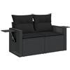 vidaXL Divano da Giardino con Cuscini a 2 Posti Nero in Polyrattan