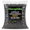 Clorophilla Lapillo Vulcanico Nero 10-20 mm - Substrato Drenante e Decorativo per Piante, Bonsai, Terrarium e Acquari - Inerte Naturale per Drenaggio e Aerazione Radici - Qualità Premium (50 Litri)