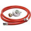 Wiltec Riduttore di Pressione a 50mbar con 150cm di Tubo propano per bombola di Gas Ø 1/14 / 21,8 mm LH