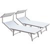 Mediawave Store - Set x2 Lettino Mare Bianco stabilimento Alluminio 183x38x61 Sdraio 780/54B Spiaggia