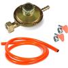 Paluplus Set Regolatore Bassa Pressione Variabile + Tubo in gomma da 1,5 Metri + 2 Fascette, Kit per Bombola gas per Cucine, Stufe, Fornelli, Barbecue -1200S