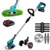 UIOEEJY Taglio cordoli senza fili 21 V, apribottiglie a batteria elettrica con batteria 1300 mAh e caricabatterie, 8 lame, testa girevole 90 °, ruota ausiliaria, basso rumore per giardino potatura