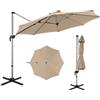 RELAX4LIFE Ombrellone da Giardino Quadrato 3,25×3,25M, Ombrellone Girevole a 360°, Altezza e Angolo Regolabile, Ombrellone Parasole da Esterno per Giardino/Balcone/Terrazzo (Beige)