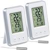 Pearl Set da 2 termometri digitali per Interni ed Esterni, Orario, Grande Display LCD