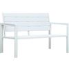 vidaXL Panchina da Giardino Aspetto Legno Leggera Robusta Elegante Rustica Panca Esterno 120 cm in Plastica HDPE Bianca Telaio Acciaio