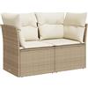 vidaXL Divano da Giardino con Cuscini a 2 Posti Beige in Polyrattan