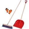 KOTARBAU® Set pala da neve con manico in legno, 134,5 cm, scopa da strada da 43 cm + guanti, pala da neve, scopa da giardino con manico, pala da neve per auto, manico in legno per spalmare la neve