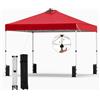 COSTWAY Gazebo Pieghevole Pop-up da 3 x 3 m, Gazebo da Giardino Impermeabile con Blocco Centrale, Borsa da Trasporto, Sacchi di Sabbia e Picchetti, Regolabile in Altezza (Rosso)