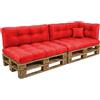 POKAR Set di Cuscini per Europallet Impermeabile da 6 pezzi: 2x 120x80 + 2x 120x40 + 1x 60x40 + 1x 40x40, per Divano da Giardino, senza Pallet, Rosso