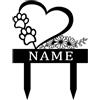 East-hai-buy Cuore Personalizzato con Memoriale A Zampe di Cane, Marcatore Commemorativo per Animali Domestici in Metallo, Cartello da Giardino per Cani in Metallo Black,29 * 22CM