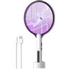 DEEZEE - Paletta elettrica anti mosche 4500V, racchetta anti insetti 2 in 1, ricaricabile, con protezione a 3 strati per mosche e zanzare, ideale per casa, ufficio, cortile, patio, campeggio