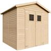 TIMBELA Casa da giardino in legno naturale H228x222x233 cm/4,08 m²- Magazzino esterno con finestre - Capanno da giardino - Bici, Deposito attrezzi e rimessa TIMBELA M351