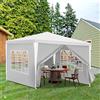 Daromigo Gazebo da giardino impermeabile, 3x3 m, pannelli laterali rimovibili, grandi finestre, protezione UV, per esterni, feste, campeggio, bianco