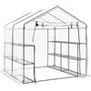 [en.casa] Serra da Giardino con 6 Ripiani (LxPxA) 200 x 200 x 220 cm Copertura in PVC e Telaio in Acciaio - Apertura Porta con Zip - Forma di Casetta