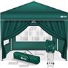 tillvex Gazebo 3x3m impermeabile | Gazebo pieghevole pop-up regolabile in altezza | Tenda da giardino protezione UV 50+ | Tenda Padiglione con borsa (Verde- con 4 Laterali)