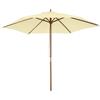 Outsunny Ombrellone da Giardino 2.5x2.3m, Ombrellone Parasole a 6 Stecche in Legno e Poliestere, Beige