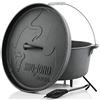 BBQ-TORO Forno Olandese Alpha Serie | precampionato - già Bruciato| Diverse Dimensioni | Pentola in ghisa Olandese precampionato | Forno Olandese in ghisa (DO18A - 19,0 Litri, Pentola con Piedini)