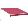 Outsunny Tenda da Sole 4x2.5 m con Braccio Avvolgibile, Tenda Parasole da Esterno a Manovella in Alluminio e Tessuto Poliestere 280g/㎡, Protezione UV, per Giardino, Balcone e Terrazza, Rosso Scuro