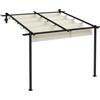 Outsunny Gazebo da giardino in alluminio, a parete, con tetto regolabile, protezione solare, per giardino, terrazza, colore bianco crema